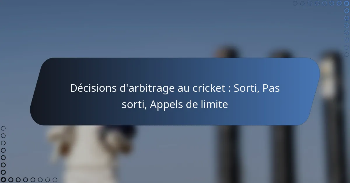 Décisions d’arbitrage au cricket : Sorti, Pas sorti, Appels de limite