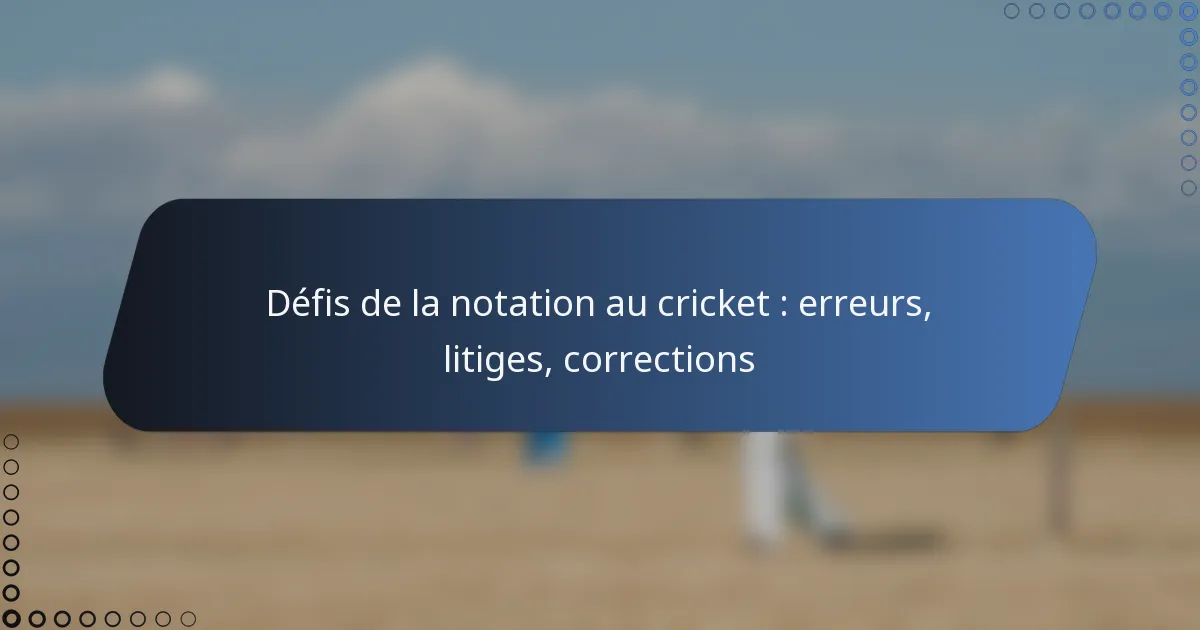 Défis de la notation au cricket : erreurs, litiges, corrections