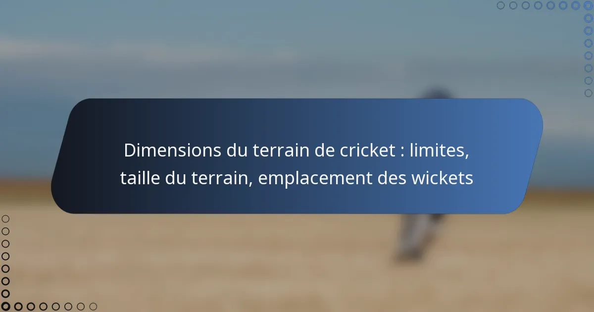 Dimensions du terrain de cricket : limites, taille du terrain, emplacement des wickets