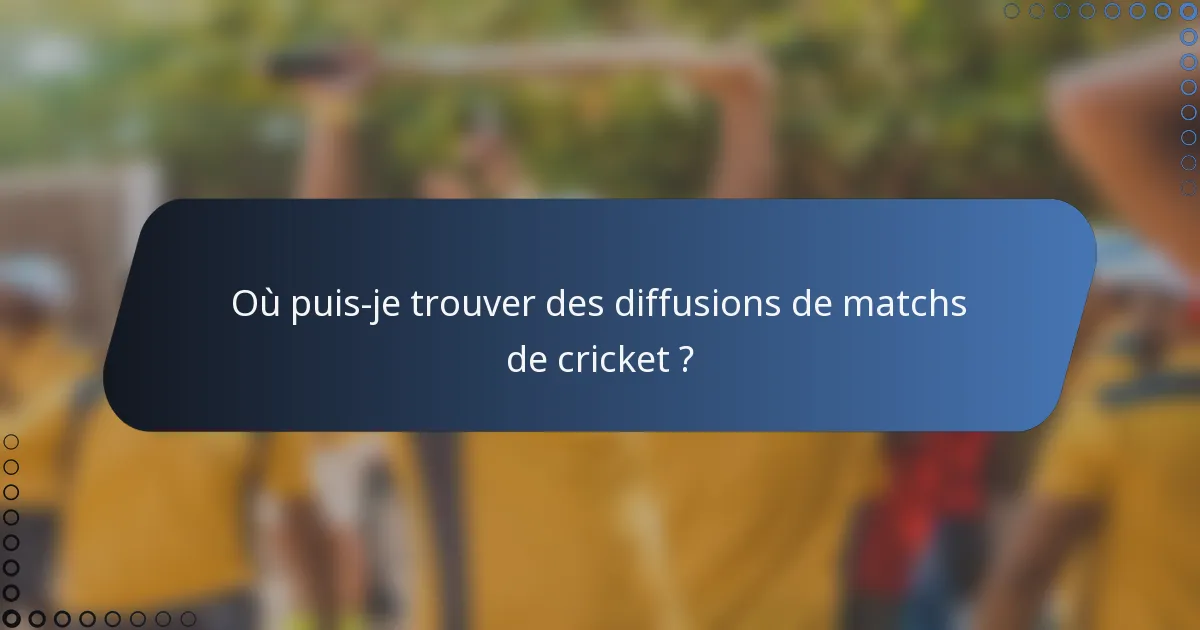 Où puis-je trouver des diffusions de matchs de cricket ?