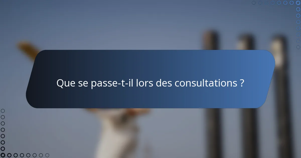 Que se passe-t-il lors des consultations ?